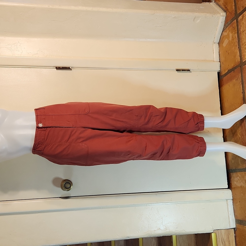 Loft Women's Twill Utility Tapered/Elastic Ankle Pants Size 12 Rust Color